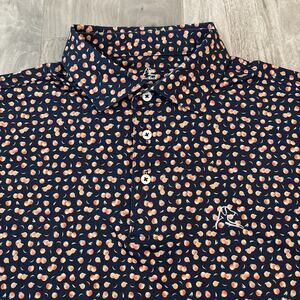 Rhoback Golf The PEACH Men’s Polo Shirt Sz Large Performance Wear Navy Orange